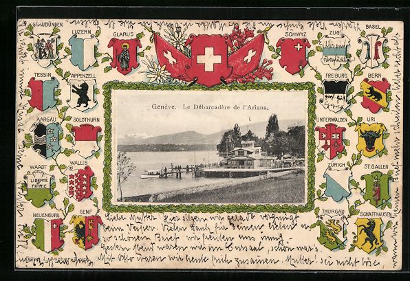 Ansichtskarten: Genève, Le Débarcadère de l'Ariana, K – Gebraucht aus Berlin von bartko-reher