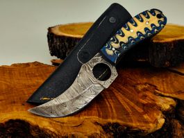 Geprüft! 1A Knife Faltenstahl DAMASCUS Damast Jagd Messer