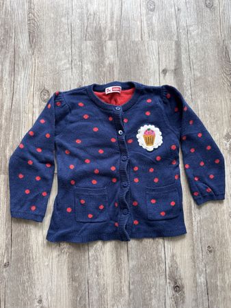 Cardigan Jäckchen Gr. 86 Punktemuster blau ro