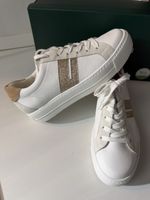 Baskets Paul Green blanches cuir nubuck paillettes T. 40,5