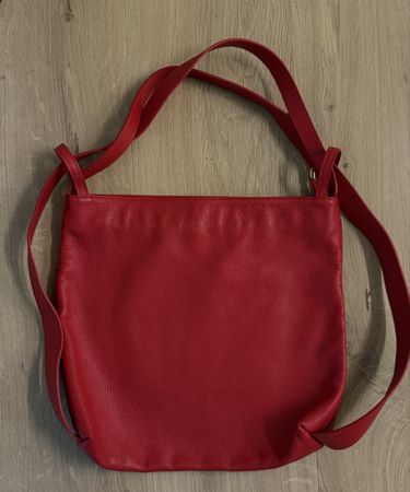 Grand Sac Cuir Rouge épaule Convertible Sac à Dos