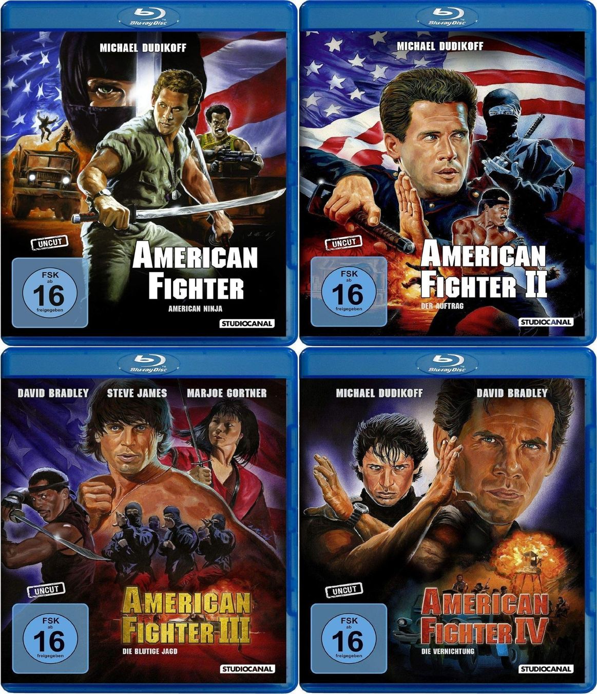 Alle DVDs: American Fighter 1-4 (1985-90) Michael Dudikoff/UNCUT/4-BDs – Neu (gemäss Beschreibung) aus Volketswil von cinephilia 1