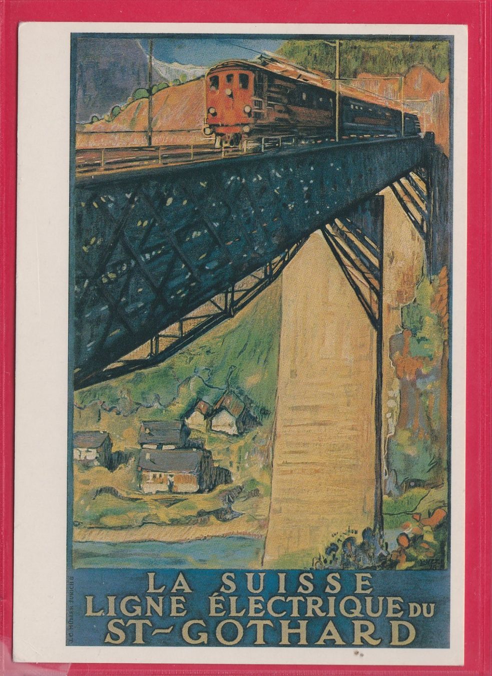 Cartoline postali: Werbe-Ansichtskarte, Gotthardbahn, Künstler Buzzi, 1924 – Usato da Oberrieden venduto da Gebirgsstelze