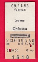 KARTON BILLETT, LUGANO - CHIASSO, 2.KLASSE, RETOUR, HALBTAX