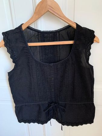 Black lace trimmed cotton vest