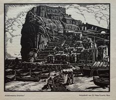 G. Haas-Triverio, Holzschnitt, Kalabrien, Italien, 1934