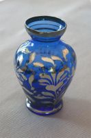 Blaue Muranovase mit Echtsilberauflage