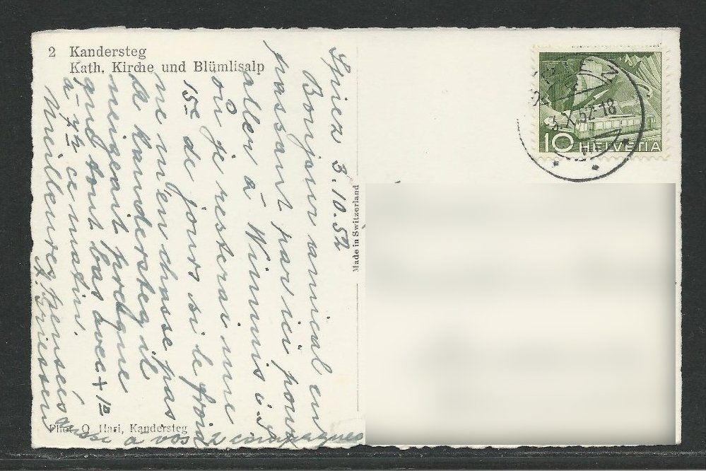Cartoline postali: Kandersteg Kath. Kirche und Blümlisalp – Usato da Lausanne venduto da Polo07 1