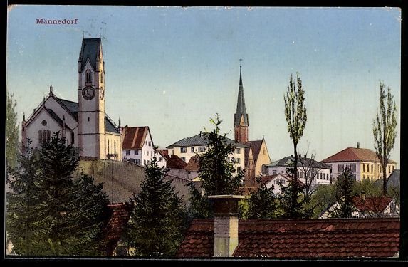 Ansichtskarten: Künstler-AK Männedorf, Teilansicht – Gebraucht aus Berlin von bartko-reher