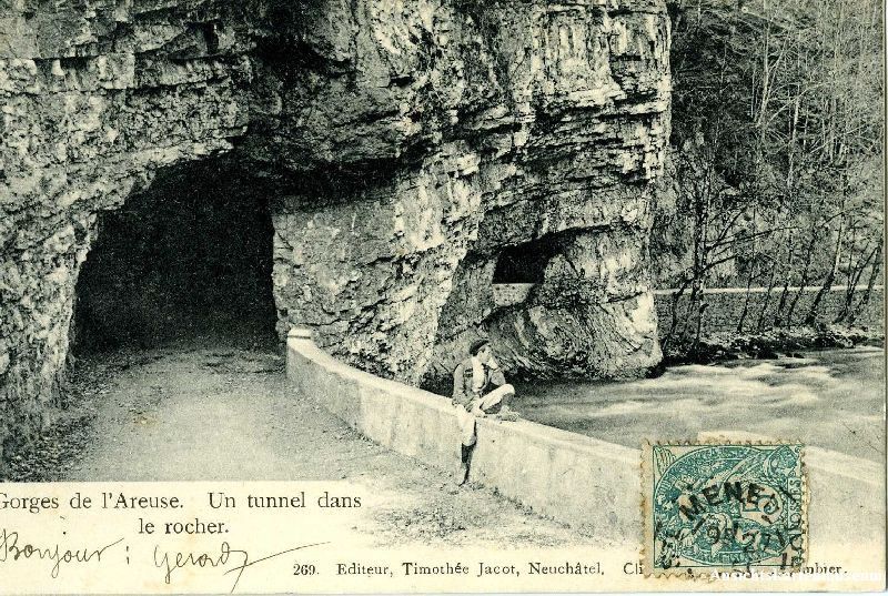 Cartoline postali: Gorges de l'Areuse - le tunnel + c1900 – Usato da Emmenbrücke venduto da teestube