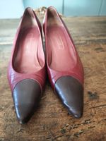 Sergio Rossi, Kidden Heels, rot mit brauner Spitze, Gr. 38