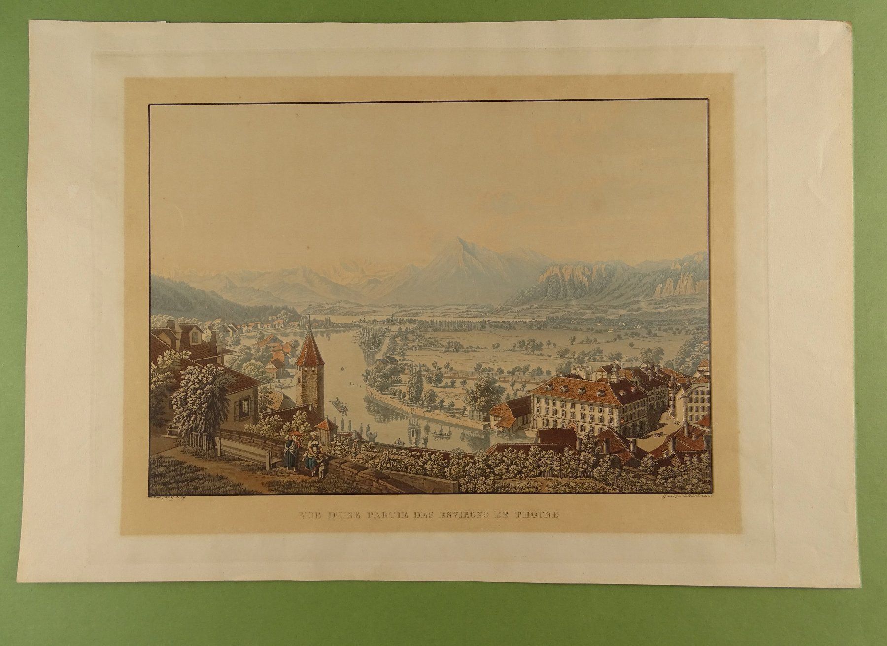 Incisioni: THUN, AQUATINTA UM 1840 – Usato da Grüningen venduto da Kartensammler 2