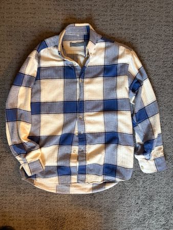 DEPARTMENT Kariertes Langarmhemd – Blau / Creme – Vintage St
