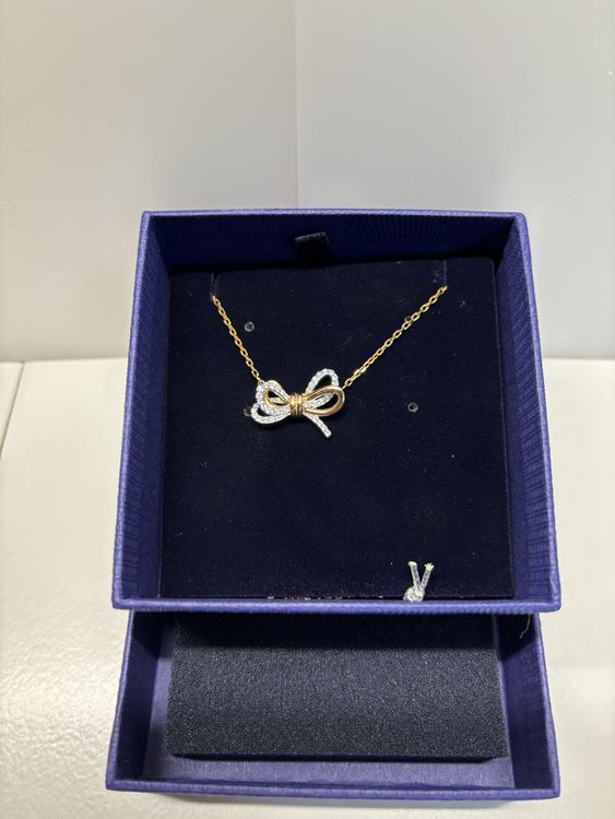 Dear Me Goldkette Damen 375 Gold Schleife Anhänger Zirkonia Hängend, 9K