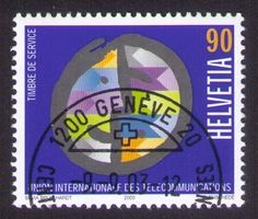 2003_D Xl 18_ Dienstmarke UIT_Gesicht+Flaggen_ ET Genf 20 !