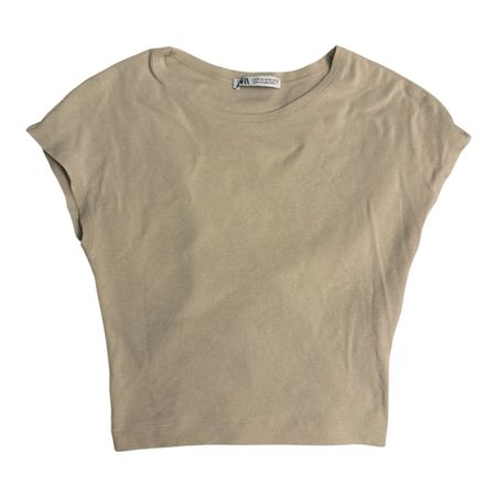 T-shirt femme Zara beige coupe droite taille M crop top