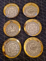 6x Teller Astrolabio vergoldet