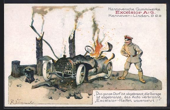 Cartoline postali: Brennendes Auto nach einem Unfall, Rekla – Usato da Berlin venduto da bartko-reher