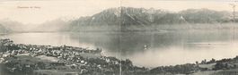 Vevey (VD) Panoramablick auf den Genfersee die Savoyer alpen