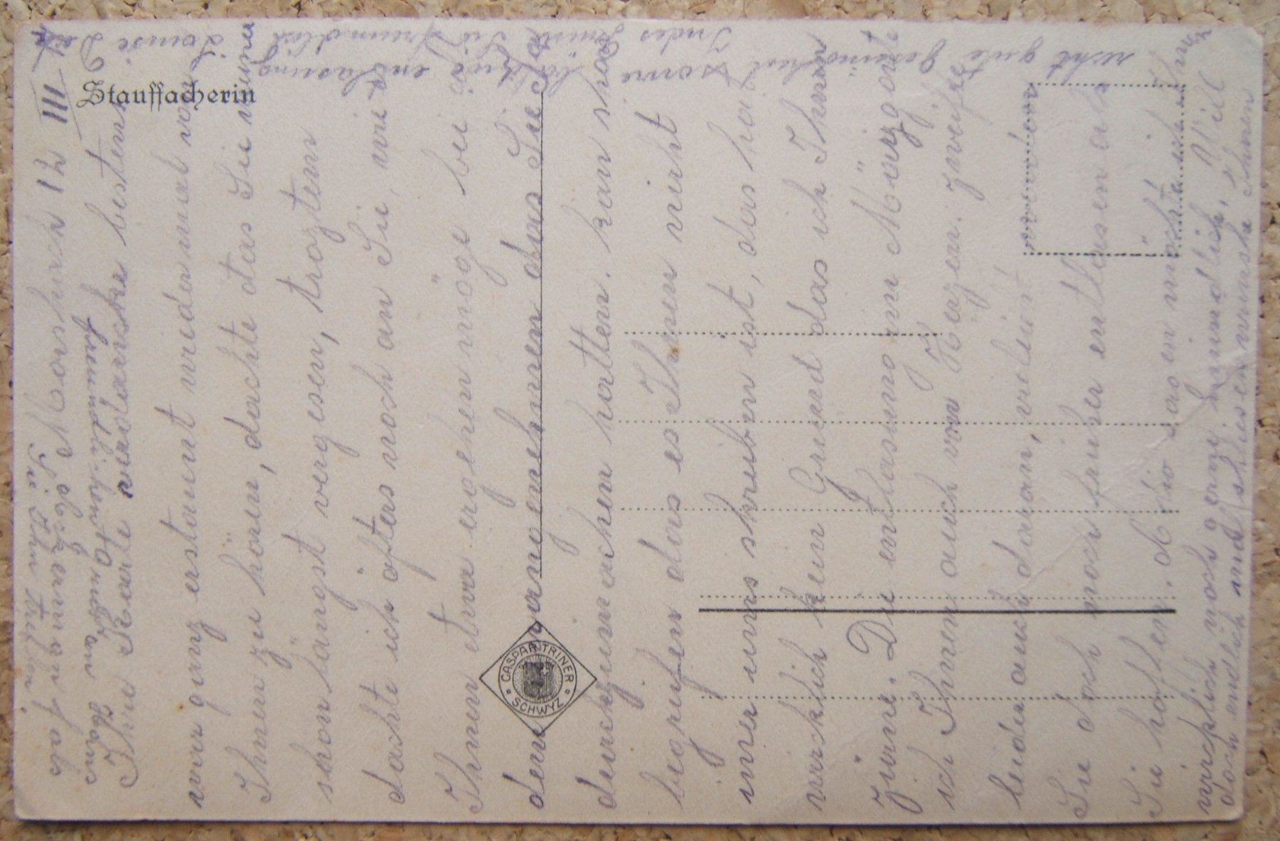 Cartoline postali: AK "STAUFFACHERIN" 1912 – Usato da Brunnen venduto da Nonne04 1