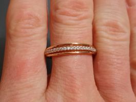Ring vergoldet 585, size 9 (59), 2.6g, mit Zirkonia