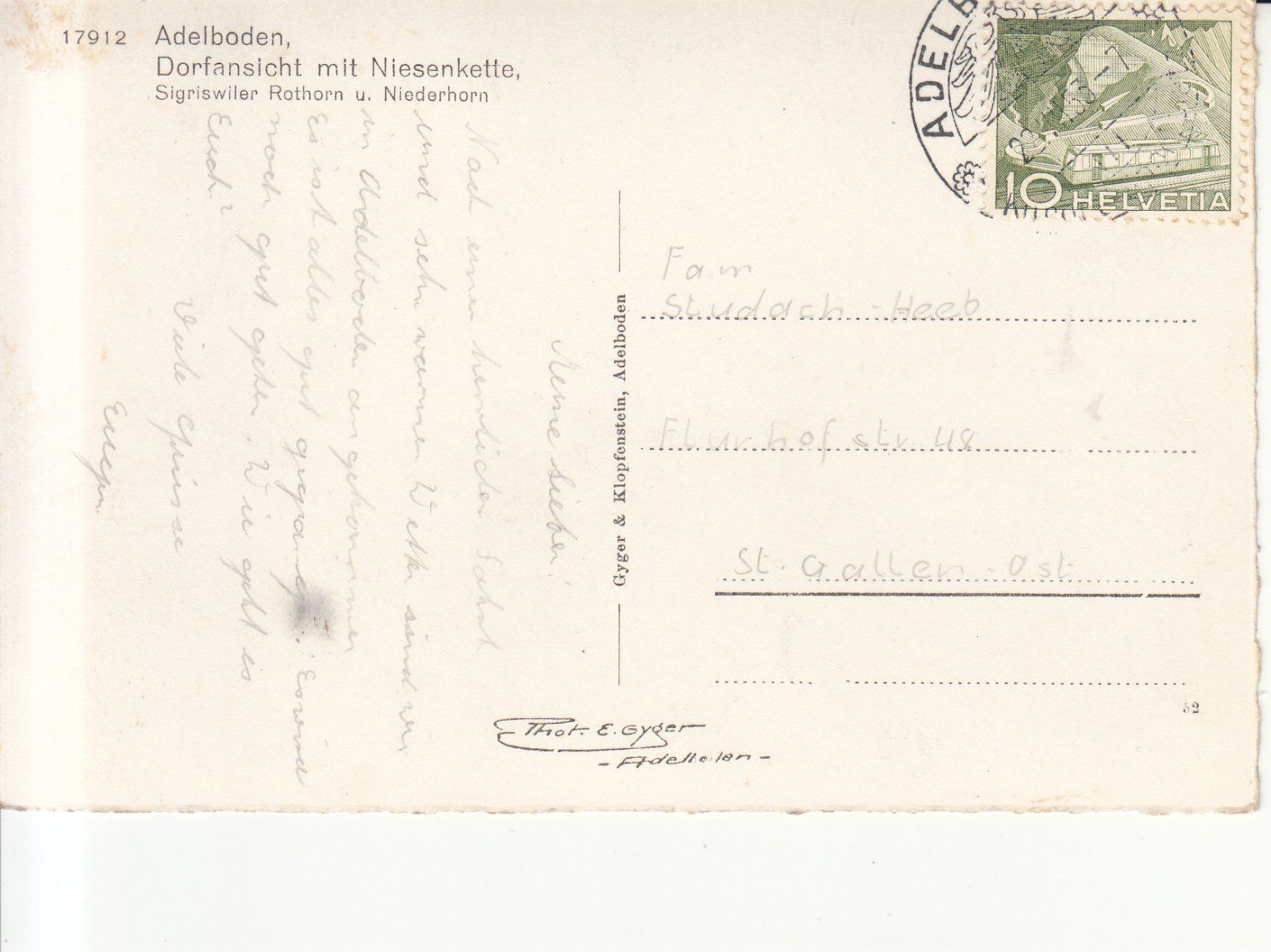 Ansichtskarten: Adelboden 1953 – Gebraucht aus Bürglen TG von StampGraf 1