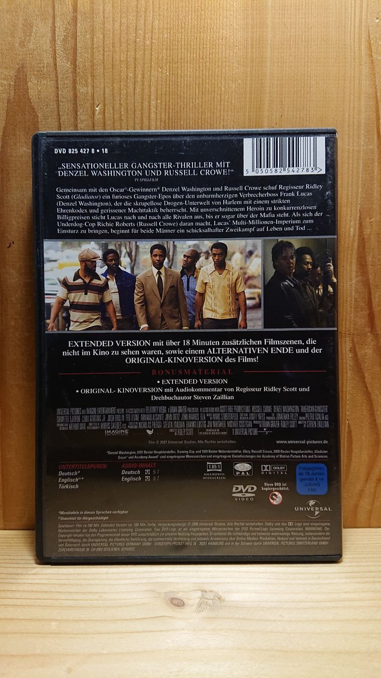 Tous les DVDs: AMERICAN GANGSTER DVD mit Denzel Washington – D'occasion à Wilderswil par Exebub 1