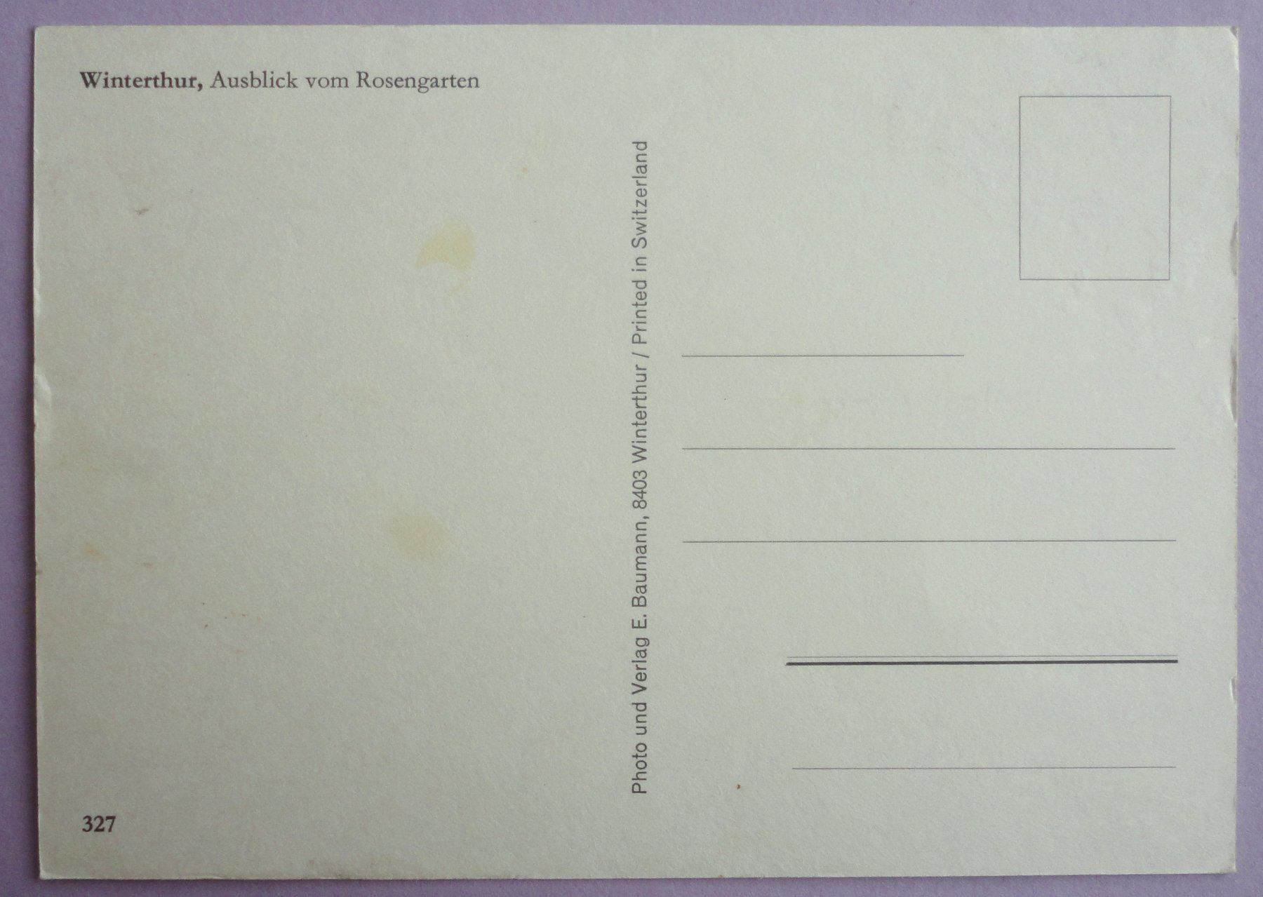 Cartoline postali: Winterthur, Ausblick vom Rosengarten – Difettoso da Fétigny venduto da Billy2miny 1