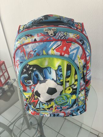 Kinder Trolley Rucksack SJ Gang Fussball Motiv blau