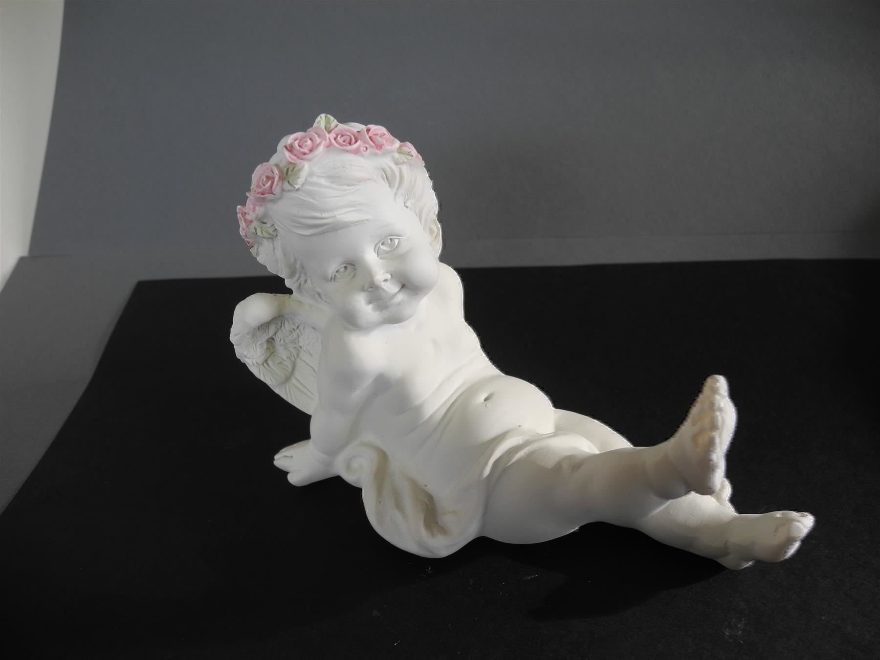Statuette: Engel sitzend mit Rosenkranz, Nr. d38 – Nuovo e nell'imballaggio originale da Kottwil venduto da Crazyrolf