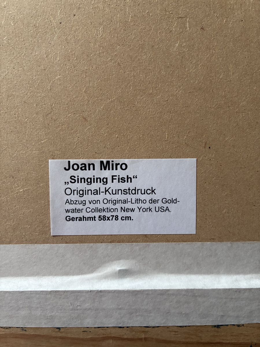 Poster & Bilder: Joan Miró "Singing Fish" Original-Kunstdruck, gerahmt – Gebraucht aus Steinach von cgo_29jv 1