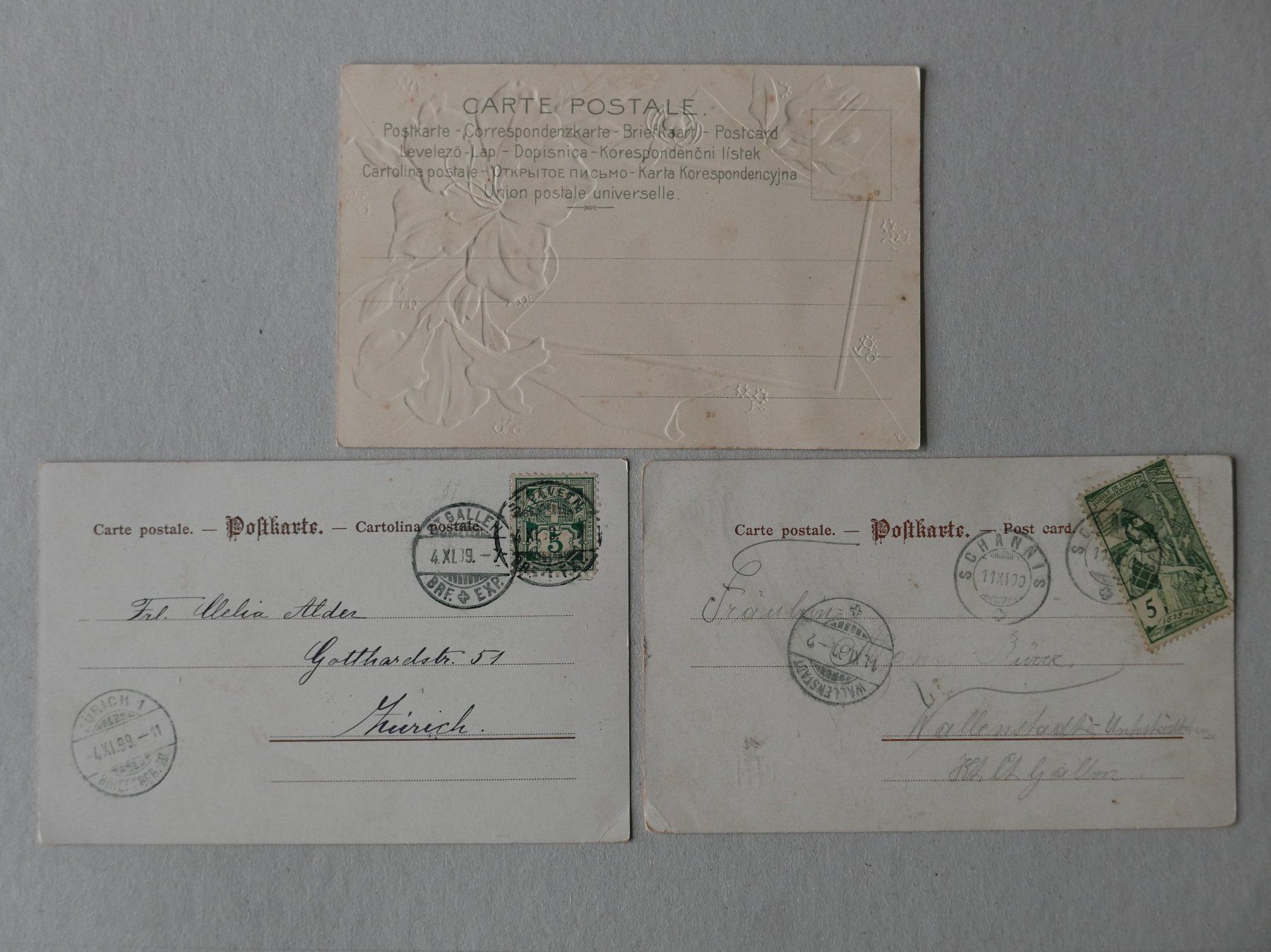 Cartoline postali: DEKORATIVE JUGENDSTIL ANSICHTSKARTEN PRÄGEDRUCK – Usato da Balgach venduto da Zwischenraum 1