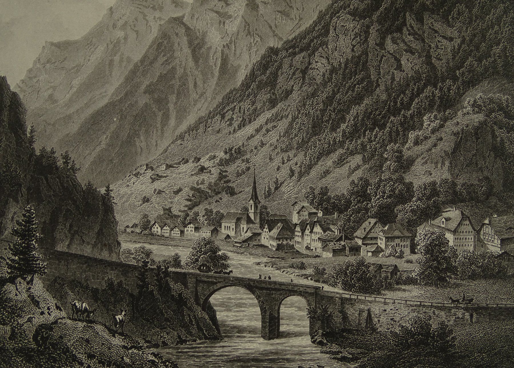 Incisioni: AMSTEG, STAHLSTICH NACH ROHBOCK 1870 – Usato da Grüningen venduto da Kartensammler 2