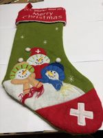 Weihnachtsstrumpf OCC Switzerland Motiv Schneemann grün