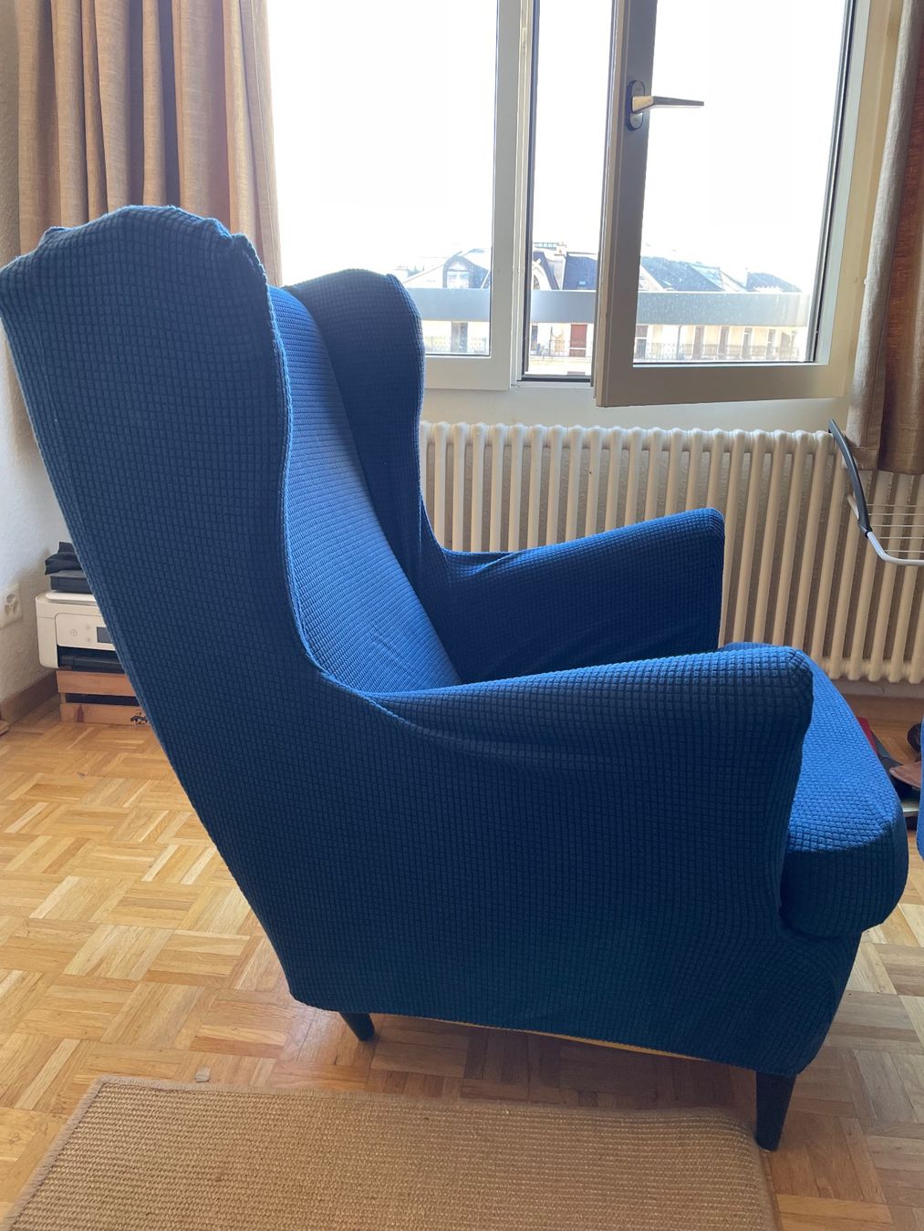 Ikea Poltrone: Ikea Strandmon Wingback Chair & Ottoman - Blue - Chic! – Usato da Genève venduto da jeremiej 2