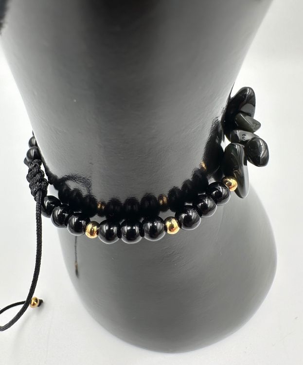 Island Piercings Frangipani Blüten Armband – Handgeflochten, Längenverstellbar, Aus Schwarzer Baumwolle, Größe Der Blüte Ca. 3 Cm