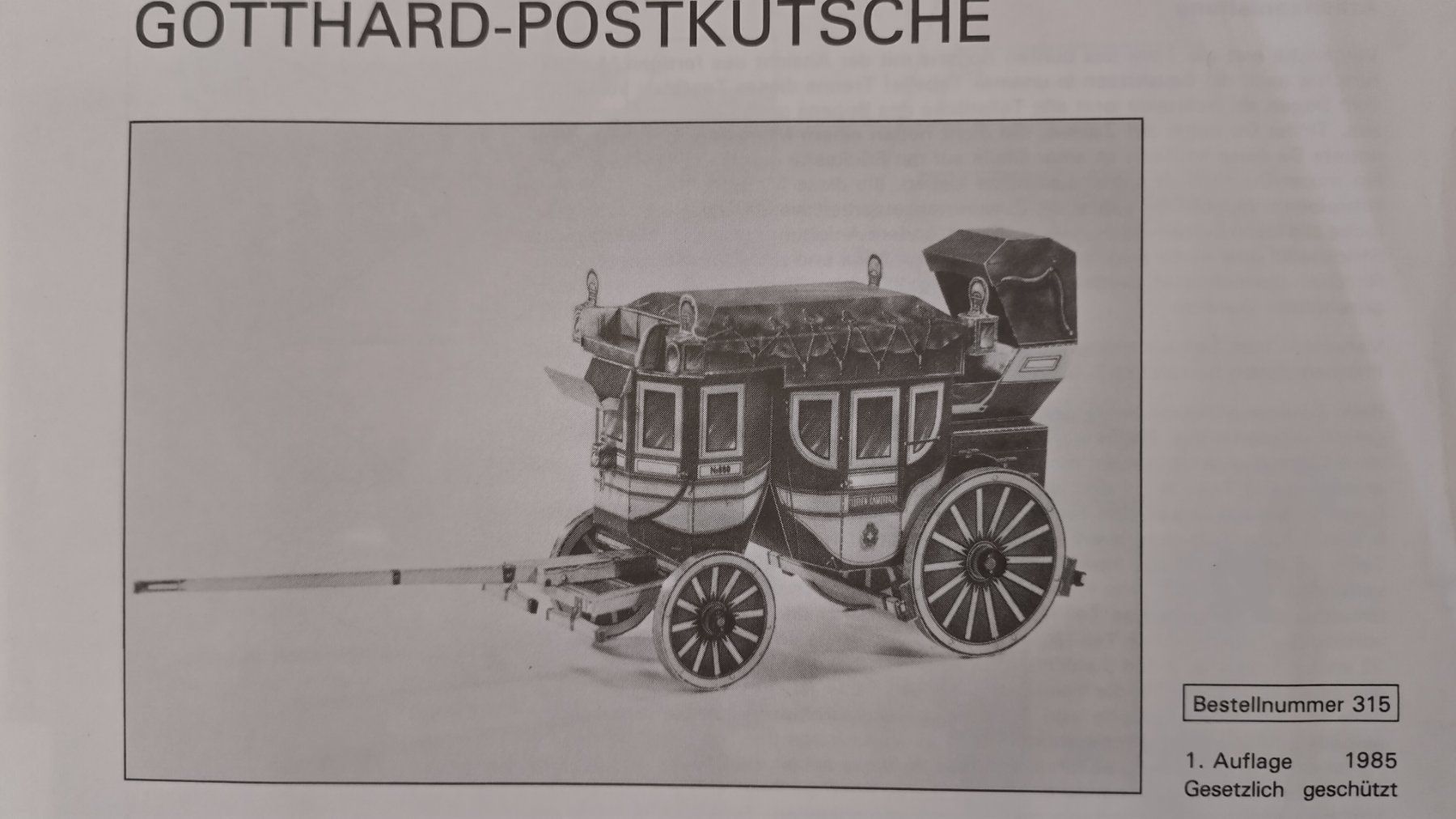 Kit bricolage: Bastelbogen / Gotthard - Postkutsche / 1. Auflage 1985 – Nuovo (secondo la descrizione) da Bellach venduto da JingleJerry 1