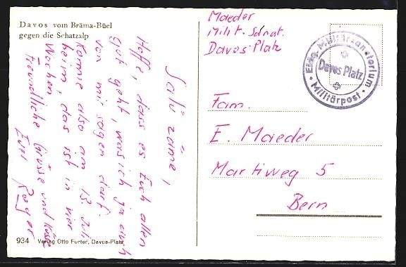 Cartoline postali: Davos, Ortsansicht mit Schatzalp und Ste – Usato da Berlin venduto da bartko-reher 1