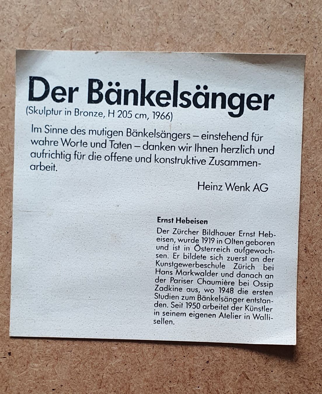 Grafiken & Lithographien: E.Hebeisen "Der Bänkelsänger", Lithographie, gerahmt – Gebraucht aus Kreuzlingen von Rschweiz1 6