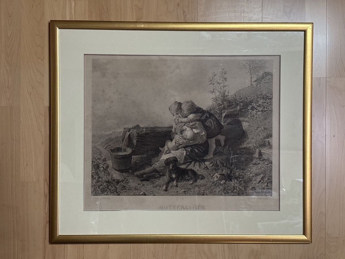 Dipinti: Mutterglück - ( Konrad Grob Munchen 1884 ) – Usato da Sion venduto da pasadena1914 1