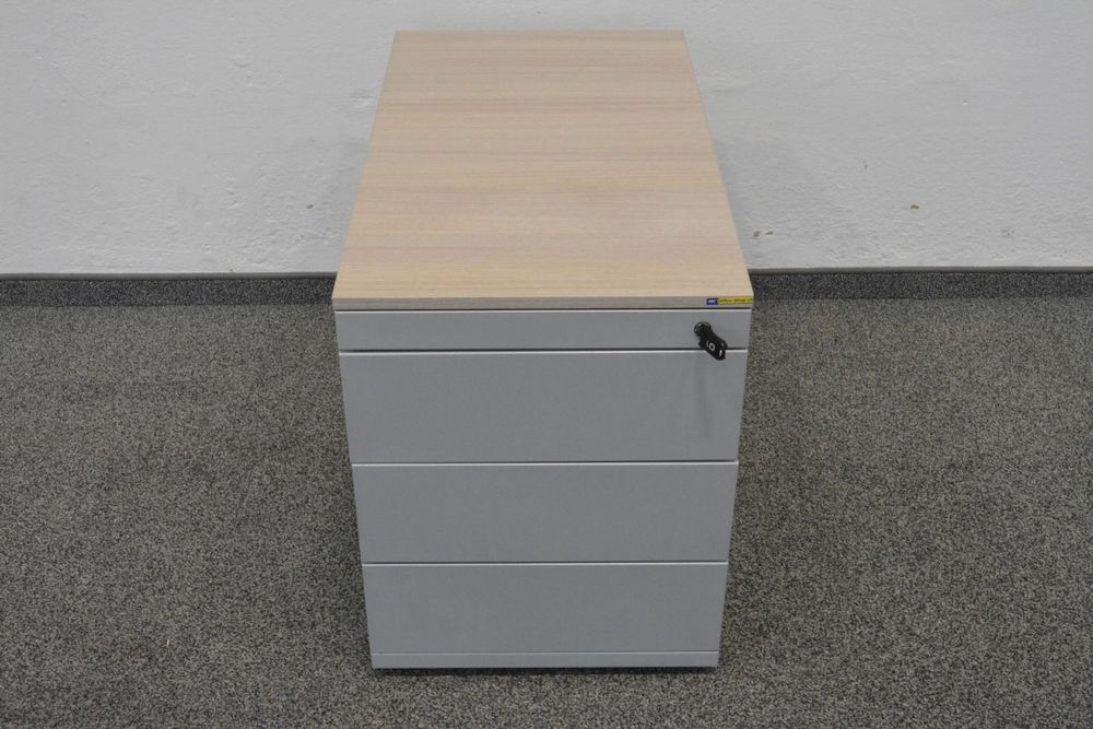 BAKAJI Druckerschrank Mit Rollen - 3 Regale & 2 Schubladen Mit Schloss Für Büro & Wohnzimmer