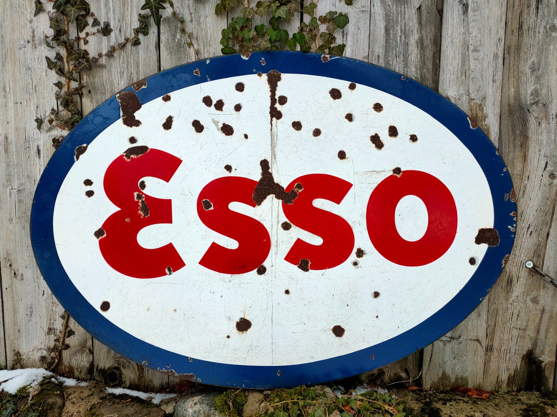 Insegne: Plaque émaillée esso – Usato da Bretonnières venduto da Minigab 1