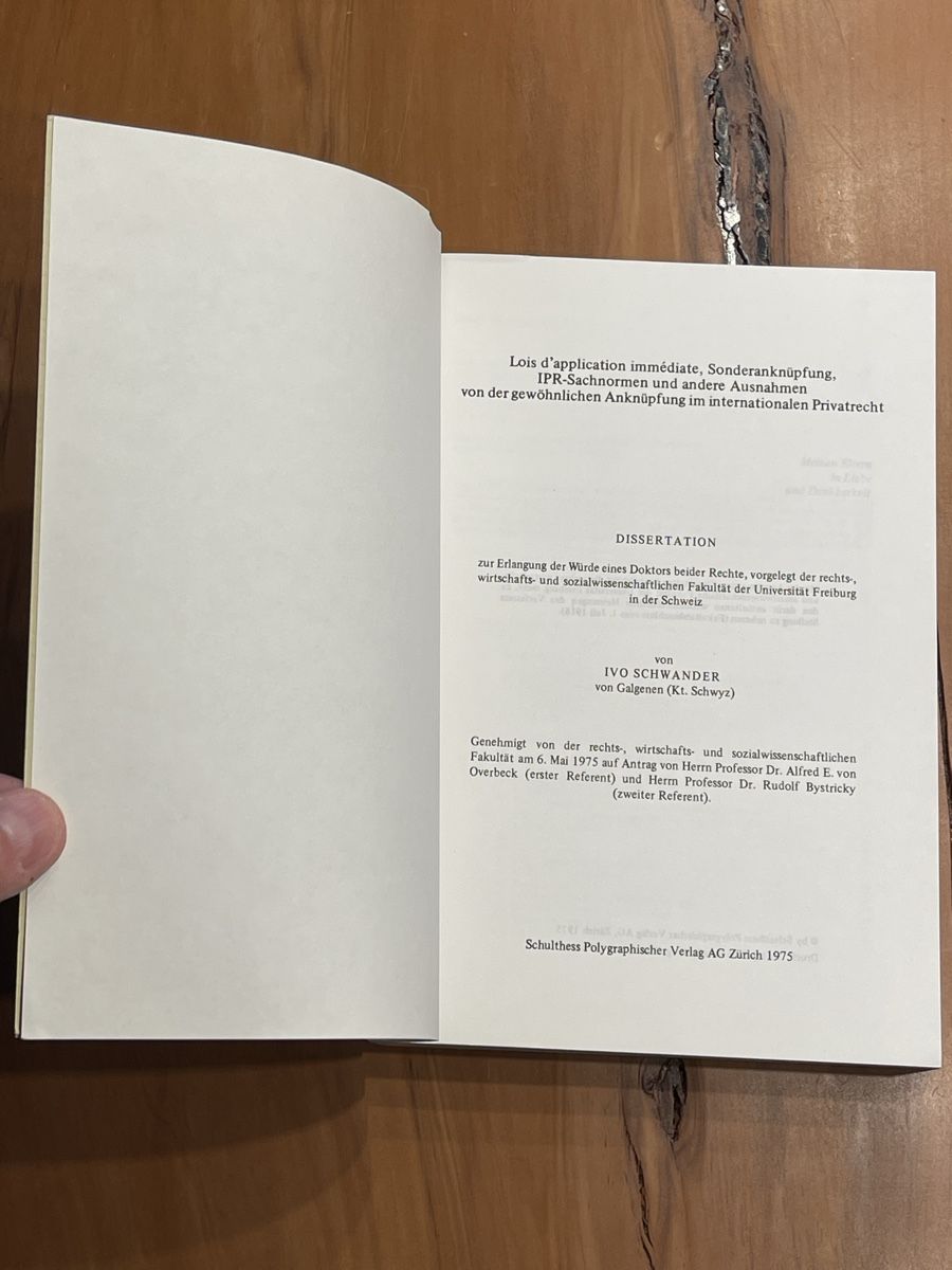 Libri: Dissertation Ivo Schwander, Lois d‘application immédiate – Nuovo (secondo la descrizione) da Volketswil venduto da doughboy 1