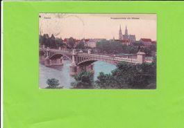 Basel-Wettsteinbrücke mit Münster--1909 gelaufen