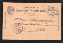 Stabstempel Mutten ( Graubünden )auf GS 5Rp ,gel.11.Xll.1896
