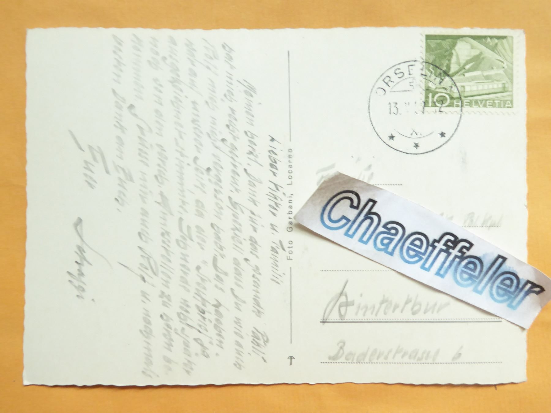 Cartoline postali: 62 Locarno, Orselina – Usato da Zürich venduto da Chaeffeler 1