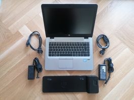 HP EliteBook 840 G3, i7-6500U, 16 GB, 512 GB, Dockingstation