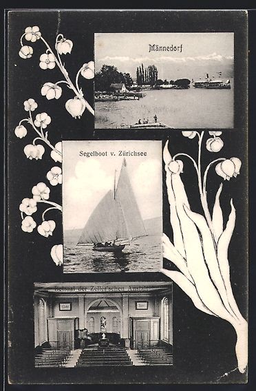 Cartoline postali: Männedorf, Blick auf den See, Segelboot – Usato da Berlin venduto da bartko-reher
