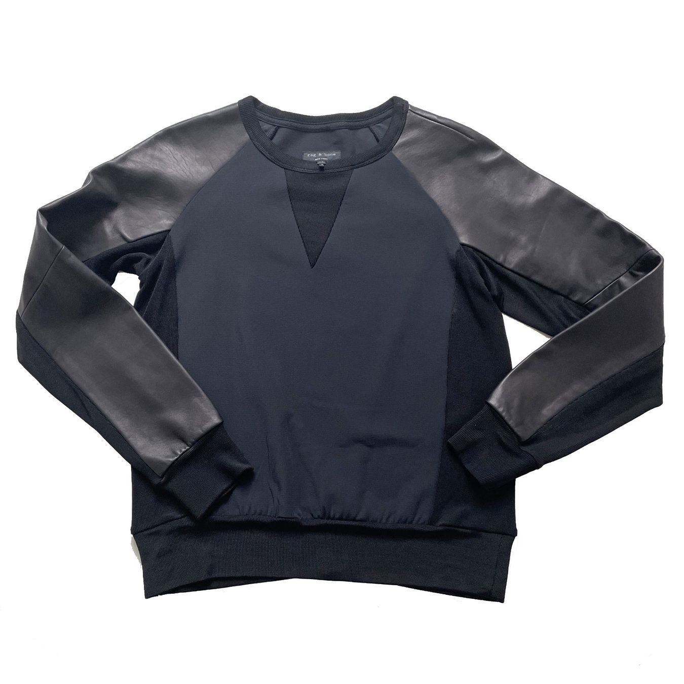 Maglioni & Felpe: Pullover rag & bone XS schwarz-anthrazit m. Leder kombiniert – Nuovo (secondo la descrizione) da Brüttisellen venduto da Buxus