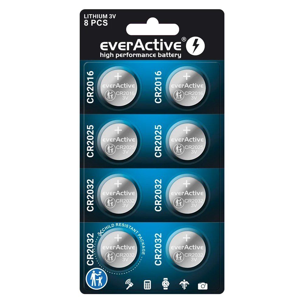 Caricatori & Batterie: 8 Stück CR2016/CR2025/CR2032, EverActive, 10.2035 – Nuovo e nell'imballaggio originale da Kottwil venduto da Crazyrolf